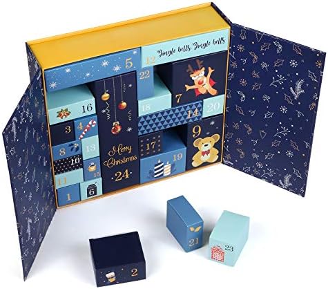 GWHOLE Christmas Advent Calendar 2026, 24 Refillable Gift Boxes, Blue