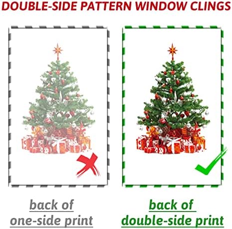 DIY Christmas Windows Clings Stickers Wreath Snowflakes Large Santa Claus Xmas Tree Wall Window Door Mural Decals Static Sticker for Office Winter Party Decorations (11 Sheets)