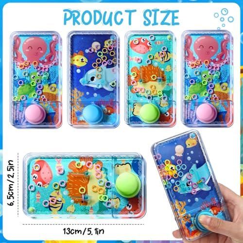 Cleboen 12 Pack Handheld Water Games for Kids, Water Ring Toss Handheld Games Under the Sea Party Favors Goodie Bag Stuffers Classroom Rewards for Boys Girls, Stress-Relief Car Games Travel Toys