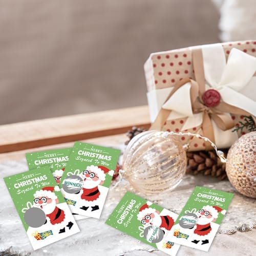 ZIIUFRN 40 Pcs Santa Christmas Scratch Off Cards with Stickers, Merry Christmas Raffle Tickets for Games Prizes, Xmas Holiday Party Games for Family Party -A01