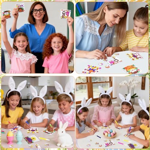 24Pcs Christian Easter Crafts for Kids Ages 4-8, Religious Easter Puzzle Jesus He Is Risen, Bible Jigsaw Arts Gifts for Classroom DIY Activity, Basket Stuffers, Spring Party Favors, Coloring Game Bulk