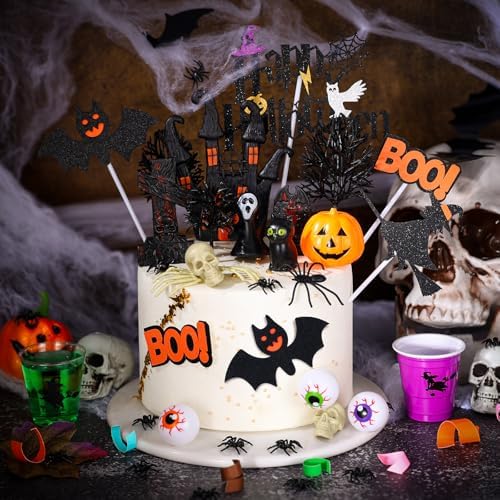 48 Pcs Halloween Cake Toppers Decorations Party Supplies