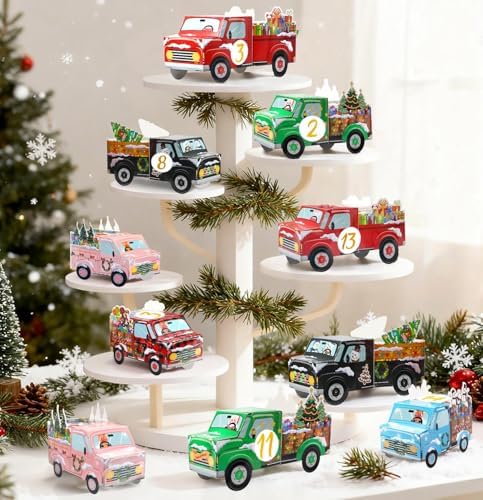 HEIPINIUYE 24 Empty Advent Calendar Boxes to Fill Yourself, DIY Empty Christmas Countdown Calendars 2025 Fillable Advent Calendar Box for Kids Adults Xmas Truck Calendars Gift Boxes