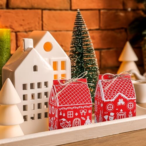 Zhanmai 48 Pcs Red Christmas Treat Boxes, Candy Containers