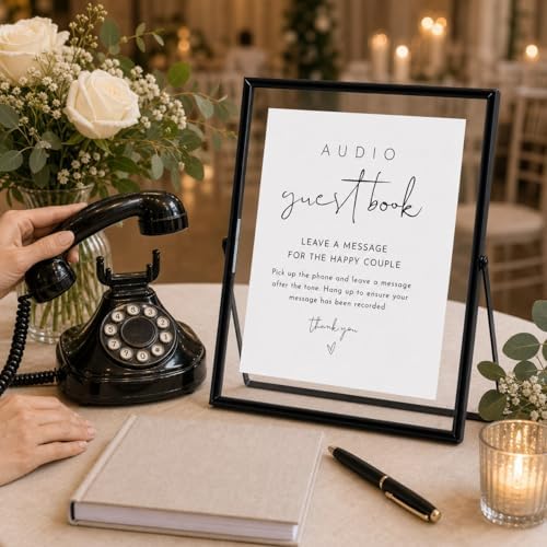 Calculs Audio Guest Book Sign, Black 8x10 Floating Picture Frame