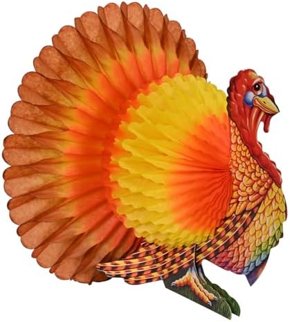 Beistle Tissue Paper Turkey Centerpiece Thanksgiving Party Autumn Fall Harvest Home Decor, Pkg/1