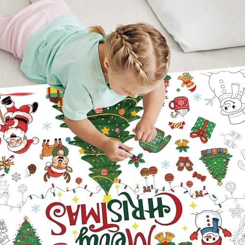 Christmas Coloring Tablecloth, 30 x 72 Inches
