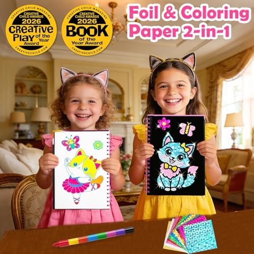 FUNNYB&G Foil Art Craft Kit for Kids, Sparkly Birthday Gift Toy for Girls