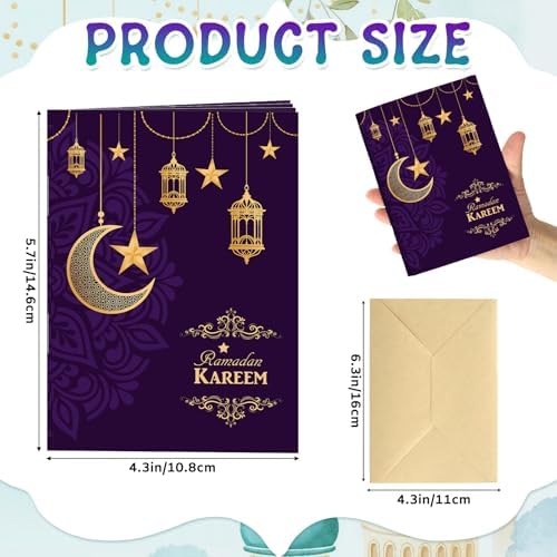 4 Sets Eid Gift Card Book, Eid Mubarak Money Holder Cards with Envelopes, Islamic Holiday Ramadan Kareem Gift Card Booklet Organizer for Family, Friends