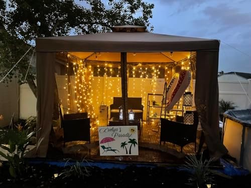Lighting EVER 594 LED Curtain Lights, 20×10 ft Plug in Hanging Fairy Lights