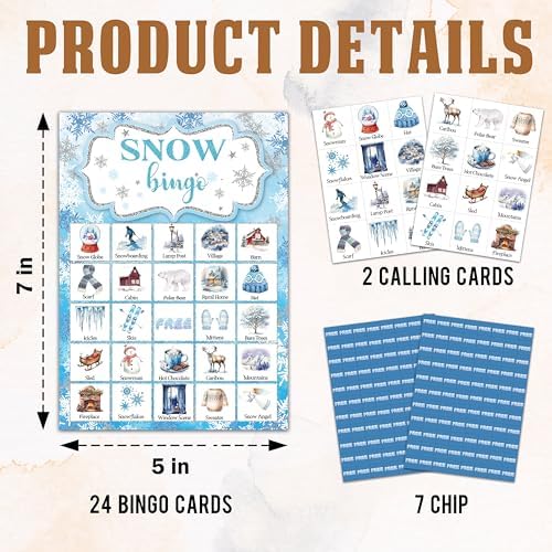 Snow Bingo Game, Christmas Party Games for Adults, Xmas Snowman Bingo Game Cards for Large Group Family Friends Activities, Winter Holiday Party Decor Supplies, 08