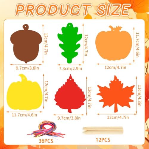JULMELON 36 Pcs Fall Thanksgiving Scratch Art Crafts for Kids Party Favors