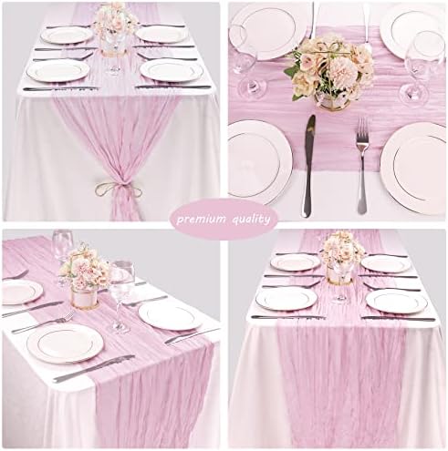 35x72 Inch Pink Cheesecloth Table Runner Boho Wedding Birthday Party Decor