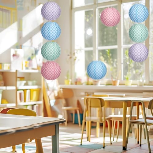 Baquler 12 Gingham Hanging Lanterns Decorations, Boho