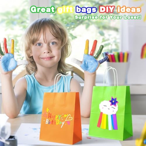 LAMJAMANER 24Pcs Small Gift Bags, 5.5x3.15x7.87 Paper Gift Bag with Handles, Party Favor Bag-s Bulk for Birthday, Wedding, Businesses, Party Supplies and Gifts, Valentines Day Bag