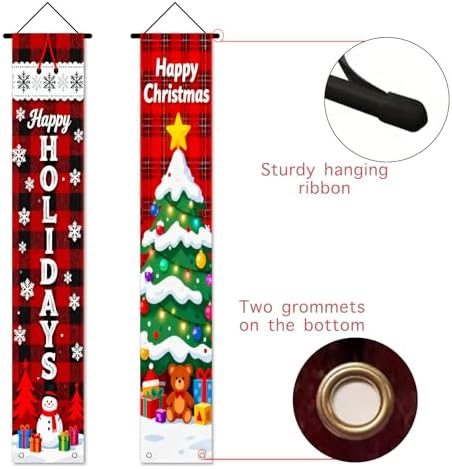 Nuxovilar Merry Christmas Porch Banners Set 12x71 Inches Polyester