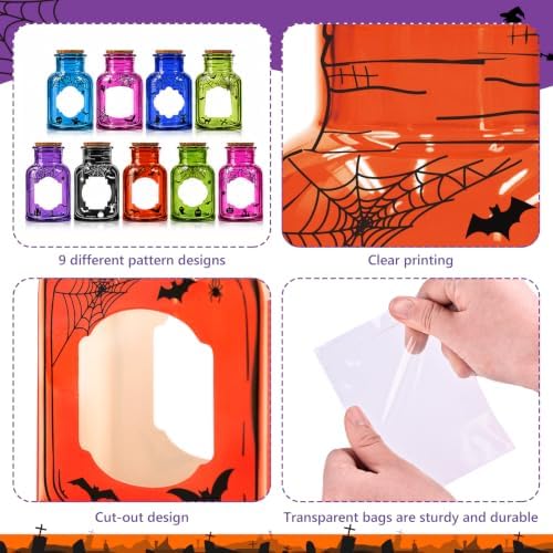 36 Pack Halloween Treat Bags Witch Paper Bottle Candy Box with Clear Bags