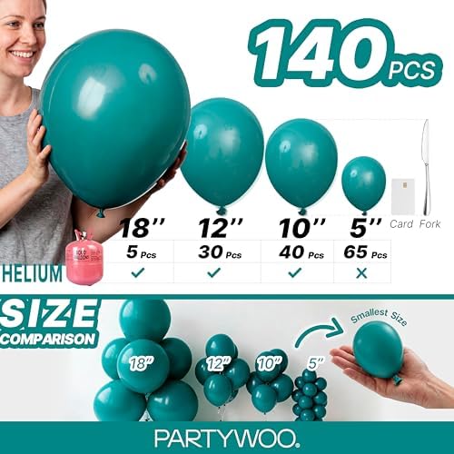 PartyWoo Slate Blue Balloons 140pcs Dusty Blue Boho Neutral Different Sizes