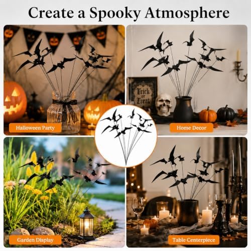 RAINFLOW 30PCS Halloween Bat Garden Stakes Outdoor Yard Spooky Decor