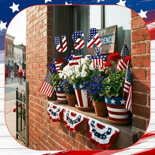 Pickmesh 6 Pcs 12" H 4th July Patriotic Outdoor Decor Metal Star Yard Sign