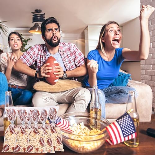 FOIMAS Football Cellophane Treat Bags,150pcs Football Candy Treat Bag Party Favor Goodie Bags for Football Party Favor Supply