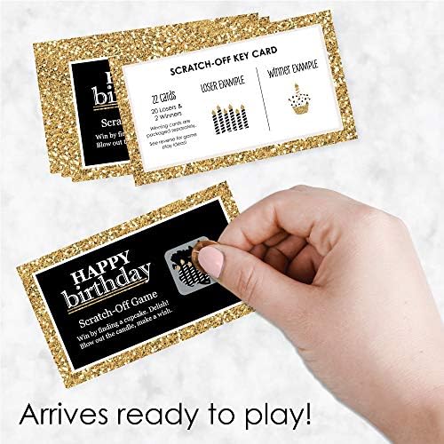 Big Dot of Happiness Adult Happy Birthday - Gold - Birthday Party Game Scratch Off Cards - 22 Count (Pack of 2)