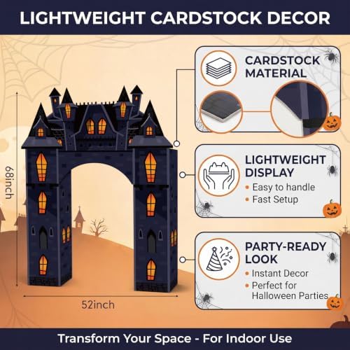 Pajean Halloween Castle Archway 68x52 Inch Haunted House Cardstock Doorway