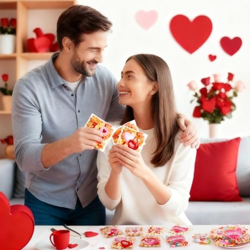 FOIMAS 300pcs Valentine's Day Cellophane Treat Bags Self Adhesive Candy Cookie Gift Bags Heart Goodie Bags for Valentine's Day Party Supplies