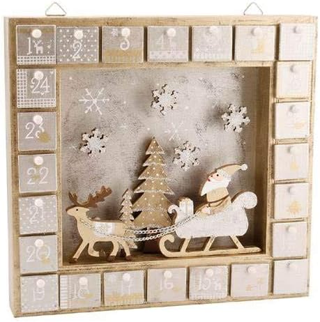 Creative Hobbies 13 Inch Christmas Advent Calendar Shadow Box - Pre Assembled with Removable Drawers - Unfinished Wood Ready to Decorate and Personalize - For DIY, Gifts & Crafts