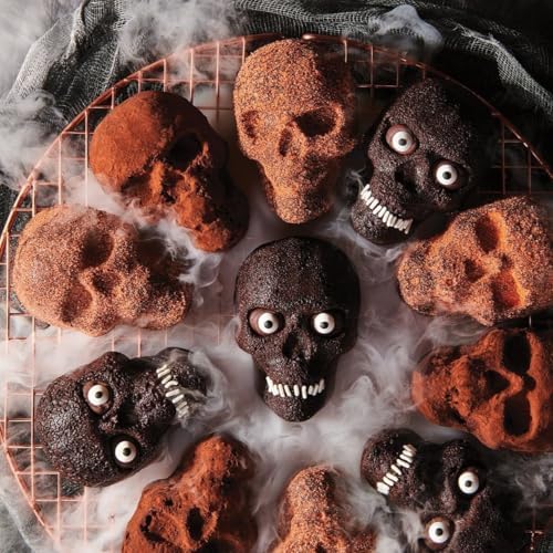 enttgo Skull Cake Pan, 6 Cavity Silicone Mold, Pirate Skull Molds For Baking, Halloween, Birthday Party