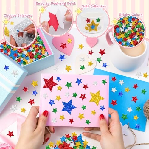 Foam Stickers Glitter Stickers Colorful Shapes Self Adhesive Stickers (Multicolour Star)