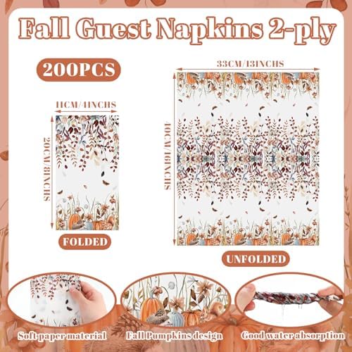Seajan 200 Pcs Fall Disposable Hand Towels Bathroom Paper Guest Napkins