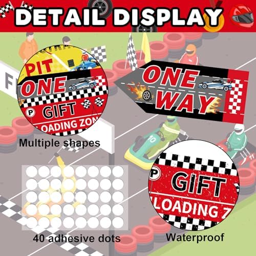 20 Pcs Race Car Party Decorations Racing Car Party Directional Signs Racing Themed Birthday Decoration Supplies for Backdrops Door Wall Yard Welcome Signs