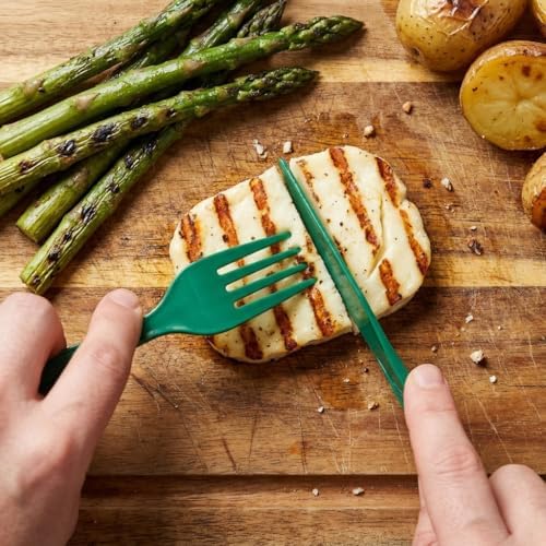360Pcs Dark Green Plastic Silverware Set, Disposable Forks Spoons Knives