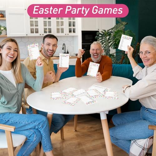 COCHIE Easter Party Games for Adults Family Office Large Groups, Words Pictionary Game, Riddle Games, Word Scramble Game Spring Classroom Activities with Answer Key (Easter)