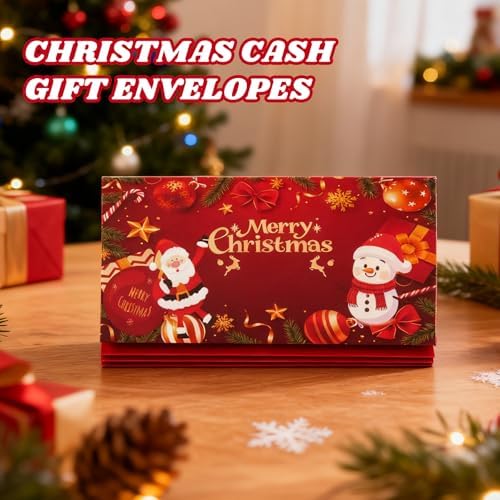 Christmas Money Holders for Cash, Christmas Cash Gift with Envelopes 6 Slots,Surprise Money Envelopes Xmas Gift Card For Men Women Girls Boys for Anniversary Holiday Xmas Party Supplies