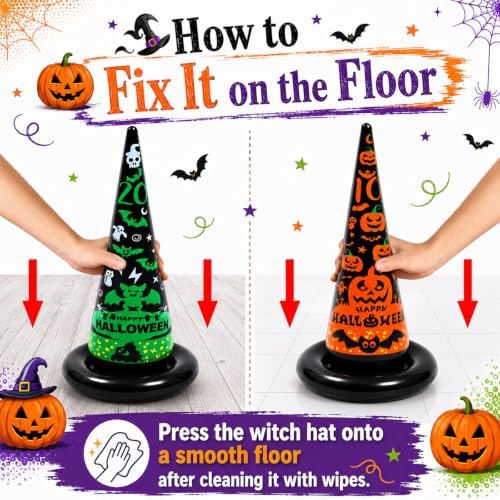 Halloween Party Games, Inflatable Witch Hat Ring Toss Games for Kids Adults Family Indoor Outdoor Toys & Decorations