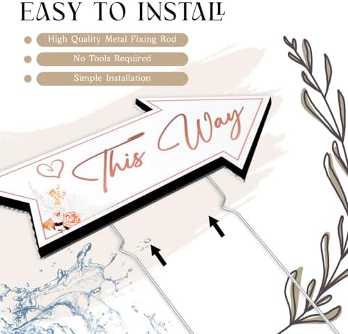 Wenqik 10 Pcs Fall Boho Wedding This Way Directional Parking Signs,Elegant