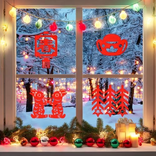 Ideal Swan 15 Styles 30Pcs Chinese New Year Window Stickers, Lunar New Year