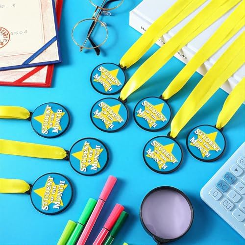 AmazingSpark 60 Pcs Student of The Month Award Medals, 2 Inch Rubber Medals Bulk Winner Encourage Team Participation for Kids Adults Trophy Award Prize Gift Competitions Graduation Party