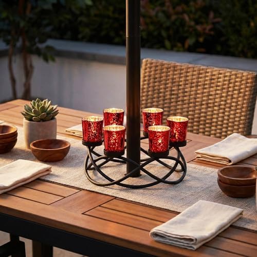 Seraphic Candle Holders for Table Centerpiece Decor, Indoor/Outdoor, Red