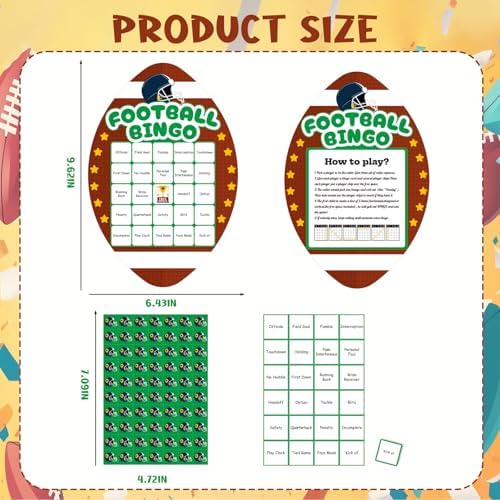 YQUQWN Football Bingo Game Cards Set Football Party Supplies 24 Players Includes Bingo Cards and Markers for Party Supplies Sports Events Activities