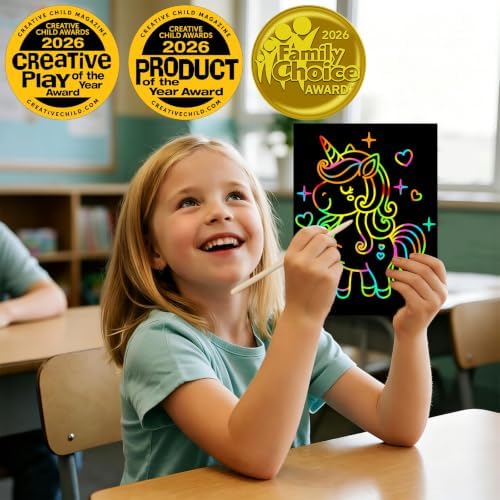ZMLM 60Pcs Rainbow Scratch Drawing Art Paper Craft Set for Kids Boys Girls