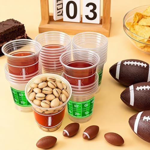 Football Cups Football Party Decorations 50Pcs 16oz Disposable Game Cup Tailgate Events Drinkware Decorations for Football Party Supplies Touchdown Favors Football Birthday Party Decorations
