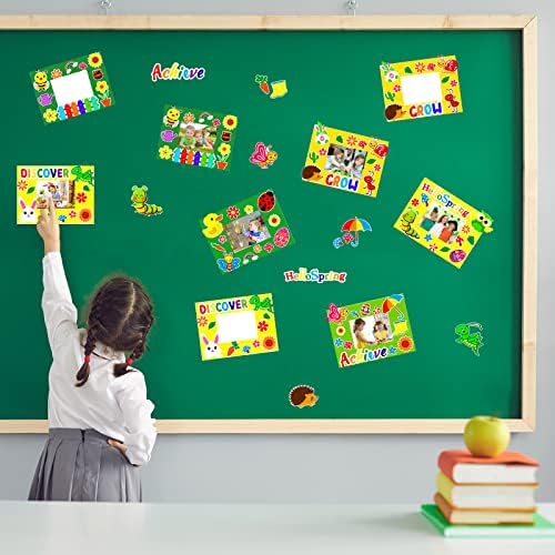 chiazllta 30 Packs Picture Frame Crafts DIY Stickers Flower Butterfly Spring Summer Craft Kits for Kids Bulk Art Craft Party Favors Home Back to School Classroom Activities Bulletin Board Decorations