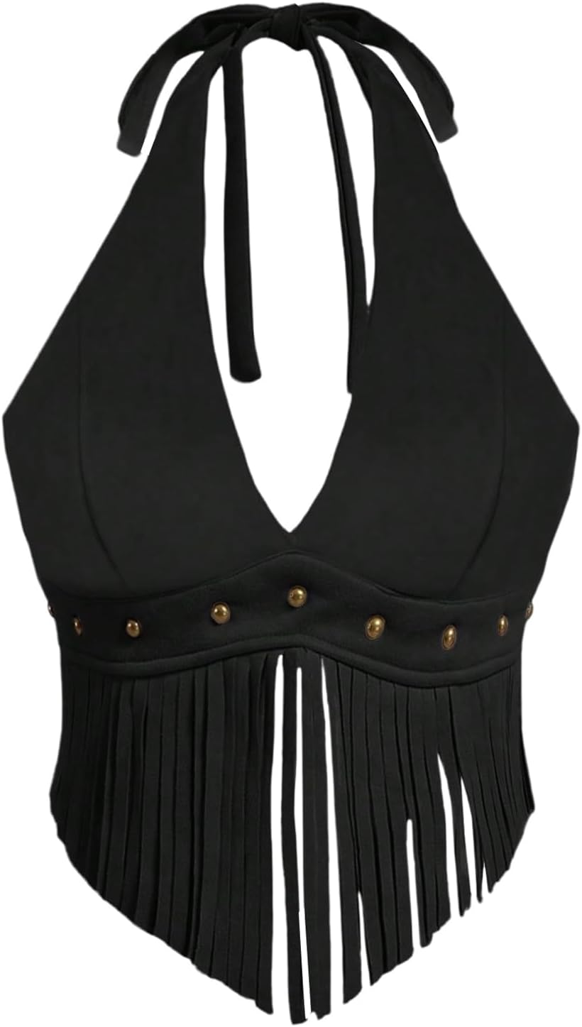 60s 70s Outfit for Women Hippie Costume Clothes Fringe Vest Accessories