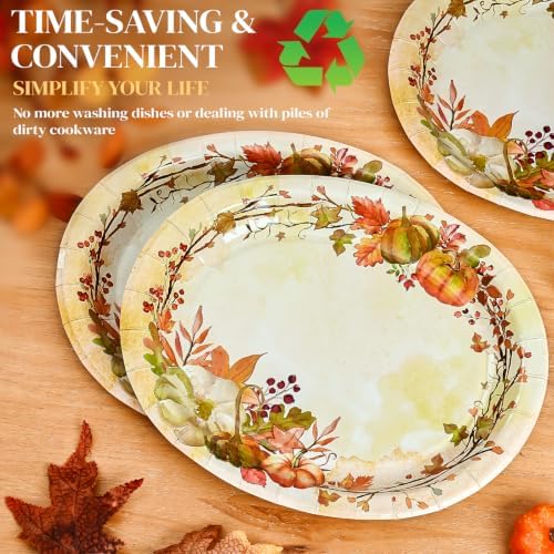 Homlouue 50PCS Thanksgiving Plates 12 * 10, Watercolor Harvest Fall Plates
