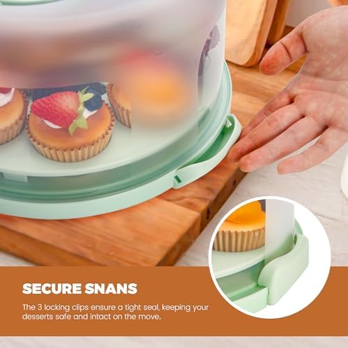 NPLUX Cake Carrier with Lid and Handle Green Cake Containers, BPA-Free