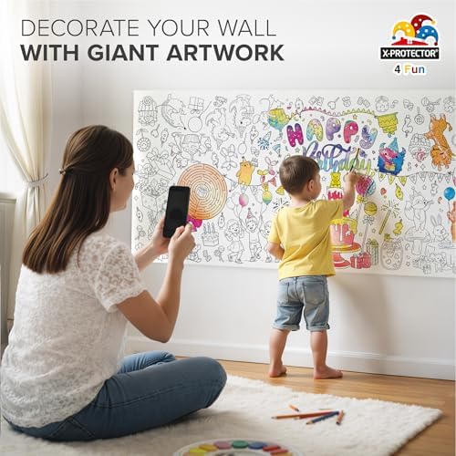X-Protector Happy Birthday Coloring Poster - 75"x30" Large Coloring Sheets