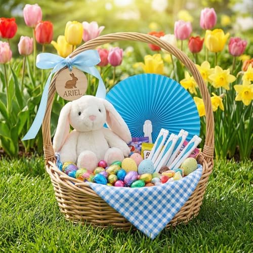 JOHOUSE Decorative Round Hand Fan Foldable, 12 Packs Blue Paper Fans